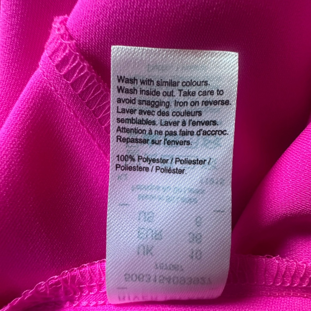 River Island ASOS dopamine pink Long Sleeve Wrap Event Blouse Size 6 fits M/L - Picture 8 of 8